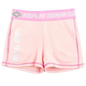 Replay Girls Wild Logo Shorts Pink 4Y