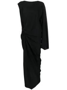 RICK OWENS - Long One-shoulder Draped Silk Blend Dress #1216670