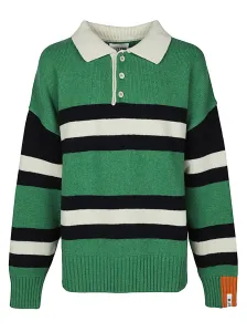 RIGHT FOR - Wool Striped Long Sleeve Polo Shirt #867553