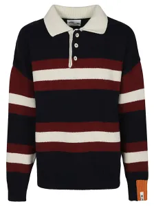 RIGHT FOR - Wool Striped Long Sleeve Polo Shirt #870882