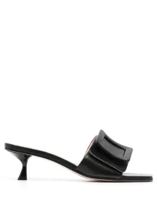 ROGER VIVIER - Covedere Buckle Leather Mules #33216
