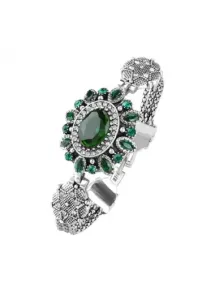 Rosewe Stylish Alloy Deail Green Oval Geometric Pattern Bracelet - One Size
