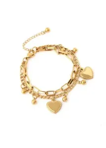 Rosewe Stylish Valentine's Day Heart Golden Metal Bracelet - One Size