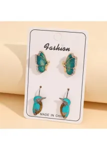 Rosewe Chic Butterfly Design Mint Green Asymmetrical Earring Set - One Size