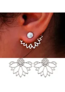 Rosewe Chic Elegant Lotus Shape Rhinestone Earrings for Lady - One Size