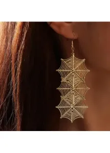 Rosewe Chic Halloween Iron Gold Spiderweb Design Earrings - One Size