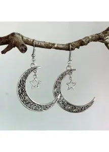 Rosewe Chic Silver Moon Design Iron Detail Earrings - One Size