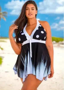 Rosewe Polka DotPlus Size Ombre Swimdress and Panty - 1X