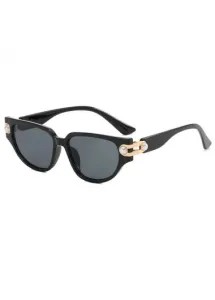 Rosewe Cat Eye Black Plastic Detail Sunglasses - One Size #934162