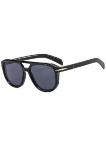 Rosewe Double Beam Round Geometric Grey Sunglasses - One Size