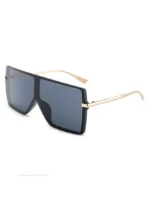 Rosewe Geometric Large Frames Oversized Black Sunglasses - One Size