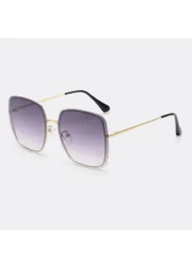 Rosewe Geometric Pattern Square Black Metal Detail Sunglasses - One Size
