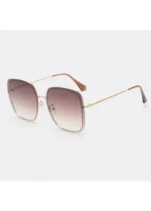 Rosewe Metal Detail Square Golden Geometric Pattern Sunglasses - One Size