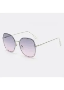 Rosewe Metal Detail Square Silver Geometric Pattern Sunglasses - One Size