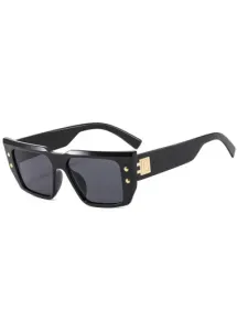 Rosewe Rivet Design Cat Eye Grey Sunglasses - One Size