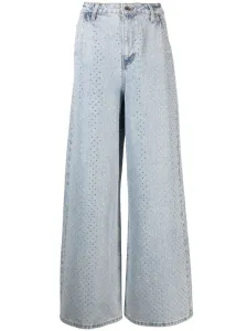 SELF PORTRAIT - Rhinestones Wide Leg Denim Jeans #1229972