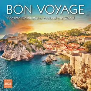 Bon Voyage Seaside Destinations Around World 2025 Wall Calendar
