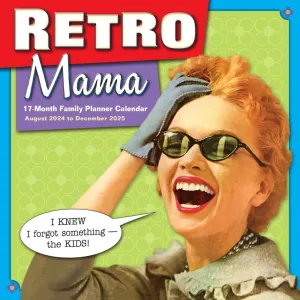 Retro Mama 17 Month 2025 Family Calendar