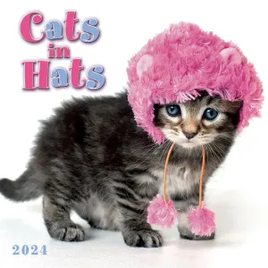 Cats in Hats 2024 Mini Wall Calendar