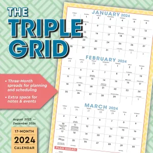 The Triple Grid  17-Month 2024 Wall Calendar