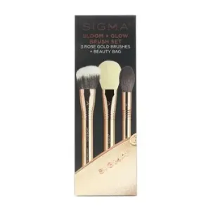 Sigma BeautyBloom + Glow Brush Set (3x Rose Gold Brush, 1x Bag) 3pcs