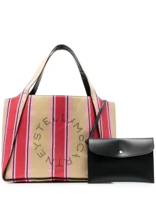 STELLA MCCARTNEY - Stella Logo Striped Raffia Tote Bag #1139191