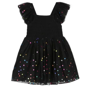 Stella Mccartney Girls Woven Dotted Dress Black 2Y