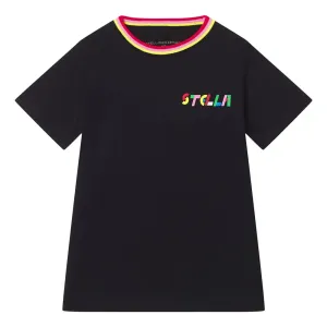 Stella Mccartney Girls Stripe Collar T-shirt Black 12Y
