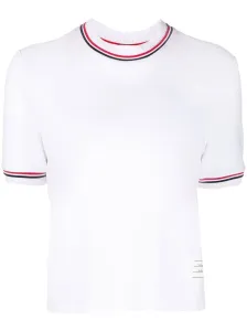 THOM BROWNE - Rwb Stripe Cotton T-shirt #1124926