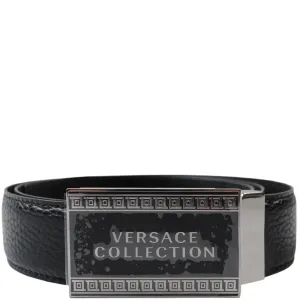 Versace Collection Men's Logo Plaque Belt Black - BLACK 30W