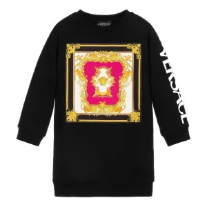 Versace Girls Cotton Sweatshirt Dress Black 12Y