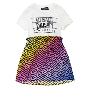 Versace Girls Patterned Dress White 12Y