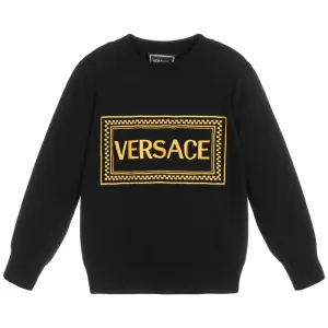 Young Versace Boys Logo Knitted Jumper Black 8Y