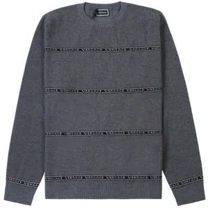 Young Versace Boys Tape Logo Knitted Jumper Grey 8Y