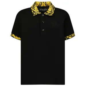 Versace Boys Barocco Polo Shirt Black 4Y