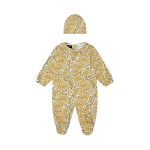 Versace Baby Boys Barocco Print Gift Set Bib & Shirt Gold Multi Coloured 3M