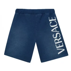 Versace Boys Cotton Shorts Blue 10Y #1085928
