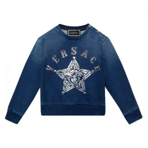 Versace Baby Boys Cotton Sweatshirt Blue 36M