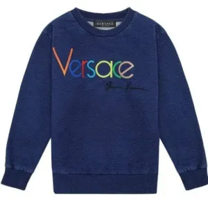 Versace Boys Embroidered Sweater Blue 10Y