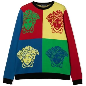 Versace Boys Medusa Sweater Multi Coloured 10Y Multi-coloured