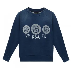 Versace Boys Triple Medeusa Sweatshirt Blue 8Y