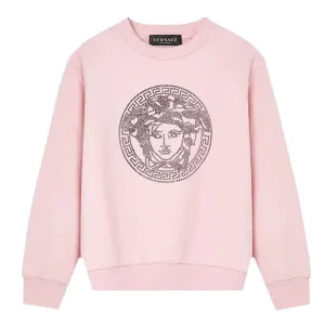 Versace Girls Crystal Medusa Sweater Pink 10Y