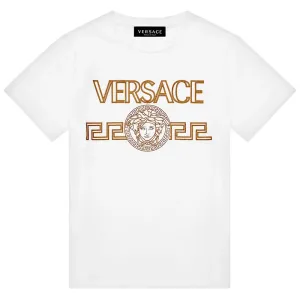 Versace Boys Greca Logo T-shirt White 12Y