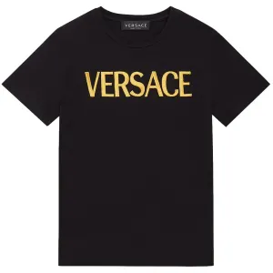 Versace Boys Logo Embroidered T-shirt Black 4Y