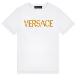 Versace Boys Logo Embroidered T-shirt White 8Y