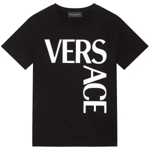 Versace Boys Logo Motif T-shirt Black 4Y