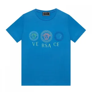 Versace Boys Triple Medusa T-shirt Blue 10Y