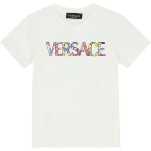 Versace Girls Floral Print T-shirt White 10Y Pink
