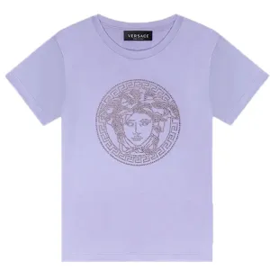 Versace Girls Medusa Embroidered Logo T Shirt Purple 8Y