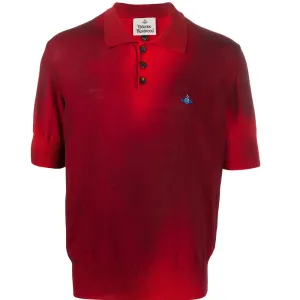 Vivienne Westwood Mens Faded Pullover Knitted Polo Red S